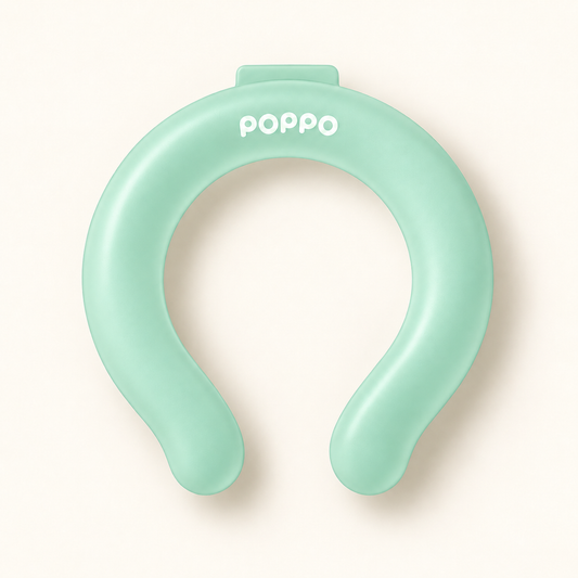 POPPO Soft Mint cooling neck ring — base colour #A8DCC5 — concept render